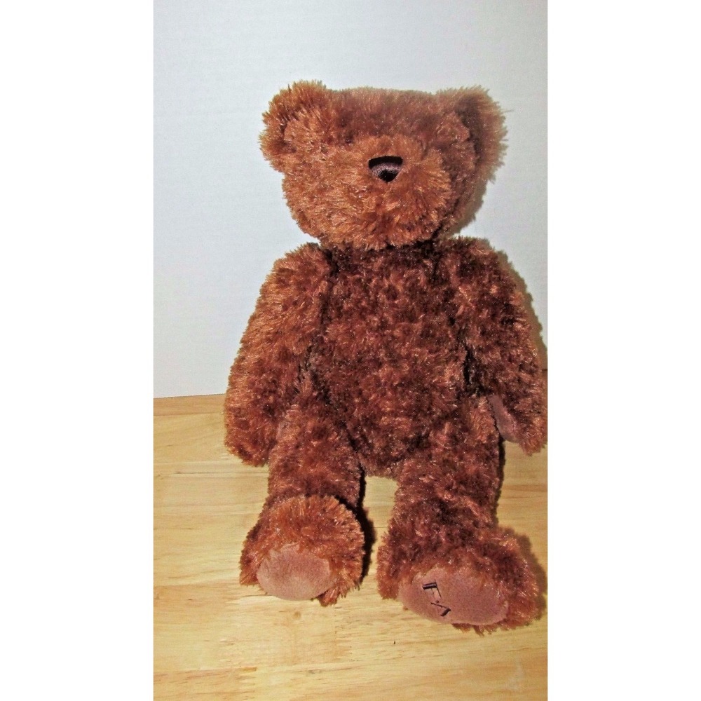 FAO Schwarz brown plush teddy bear 15" Toys R Us metal tush button